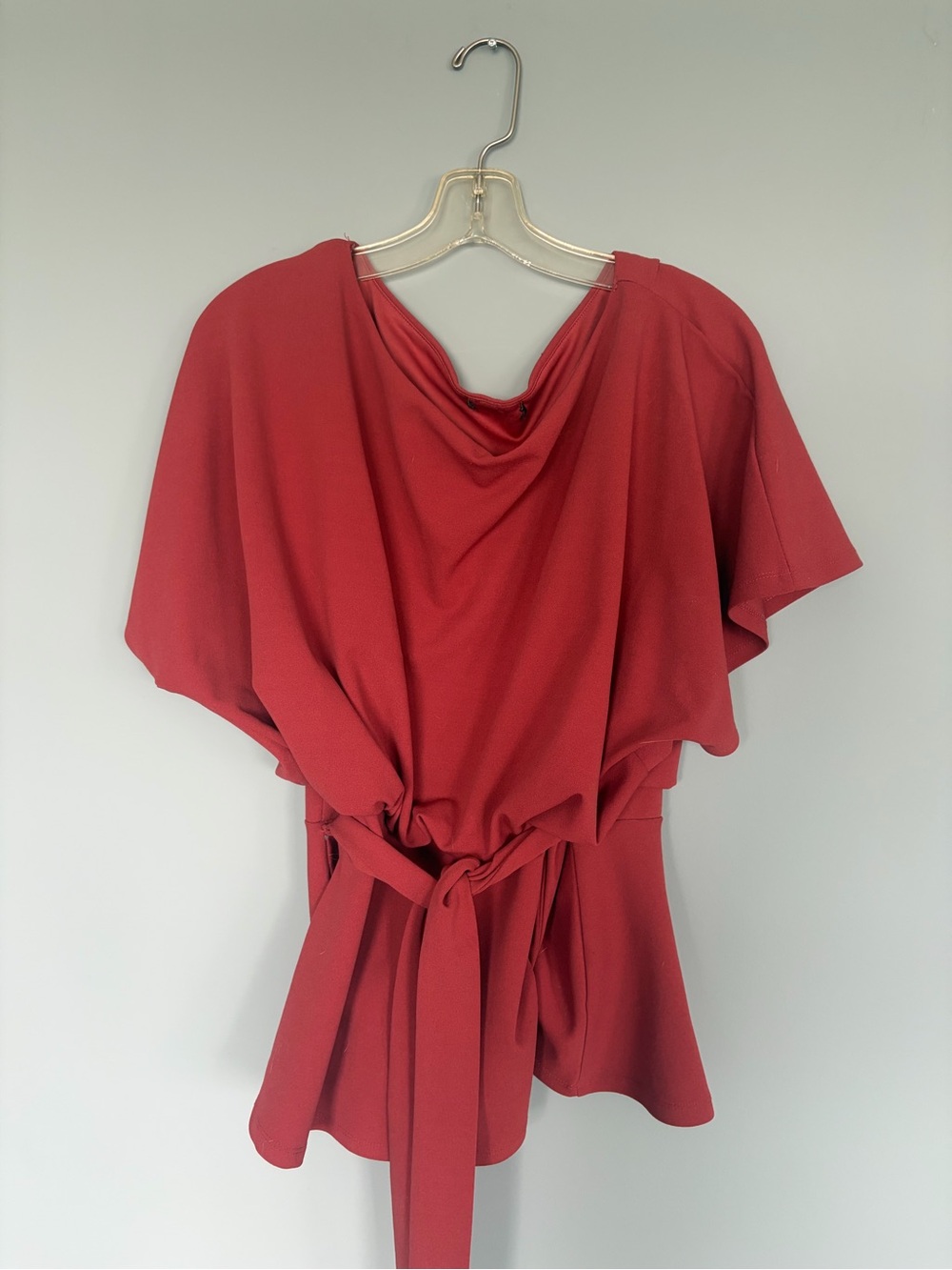 Draped Tie-Waist Women's Top in Terracotta